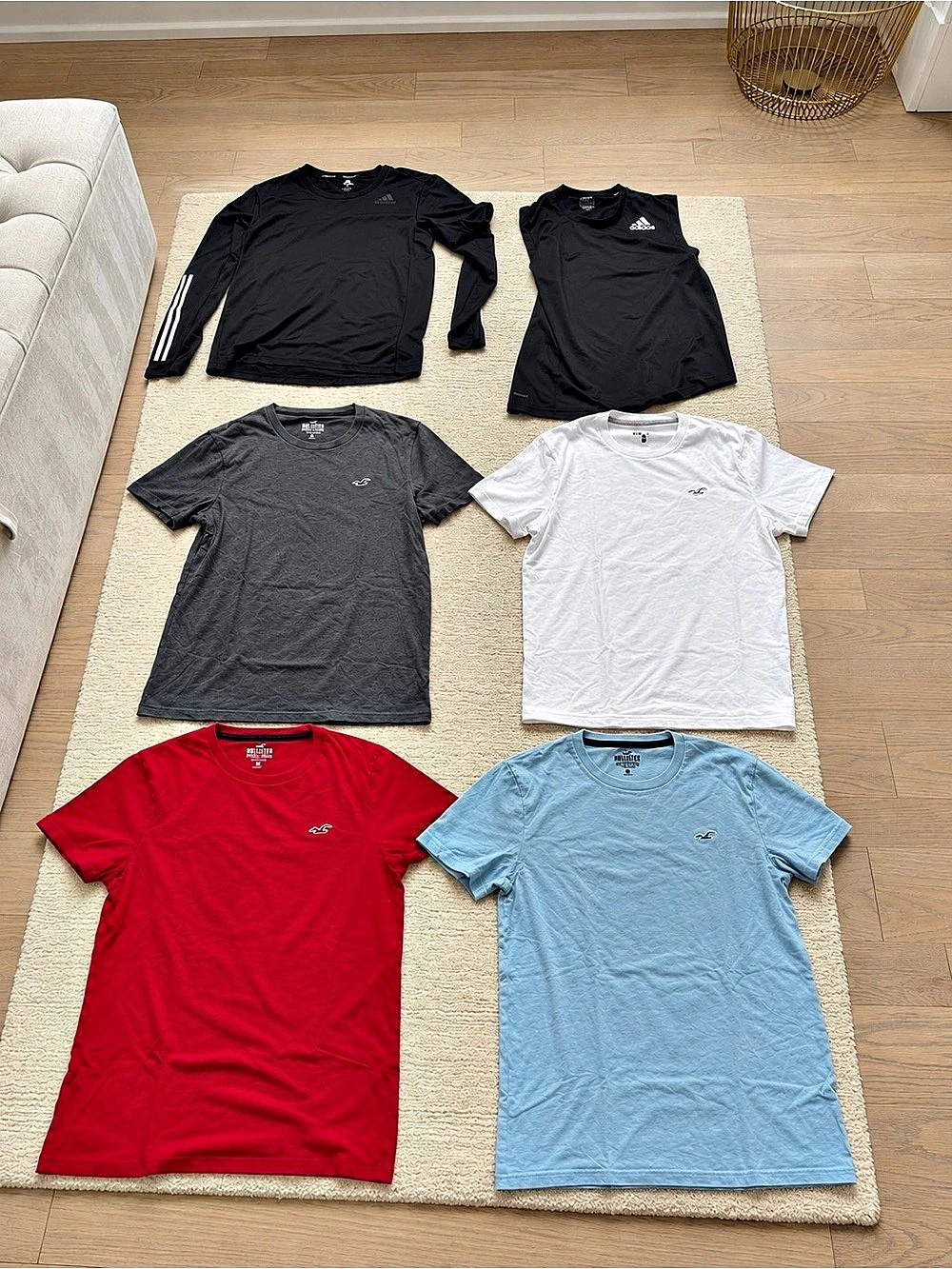 Hollister Cotton Icon Crew T-Shirt Men's Athletic T-Shirt Set bundle